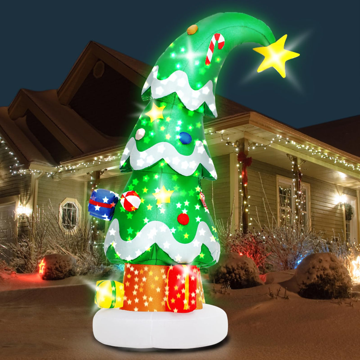 Lionoble 6 FT Christmas Outdoor Inflatable Decorations, Blow Up Christmas Tree with LED Light for Xmas Holiday Party Garden, Yard, Lawn Decor Lionoble