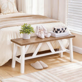 HOOBRO Bamboo Dining Bench, 39.4 inch Farmhouse Kitchen Table Bench, Solid Bamboo Dining Room Bench for Kitchen, Living Room, Bedroom, Hallway, Sturdy and Stable, Walnut and White WH17CD01 HOOBRO