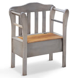 Peaceful Classics Bench with Storage - Small Wooden Storage Bench for Entryway, Hallway, Mudroom, Farmhouse, Bedroom, & Living Room, Amish Handmade Furniture Storage Organizer, Pewter Peaceful Classics