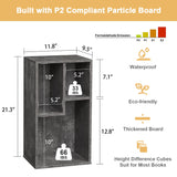 VECELO 3-Cube Open Bookcase, Small Bookshelf with Height Difference Shelves for Most Books, Horizontal Available, 2-Tier Storage Organizer for Home Office, Living Room, Grey VECELO