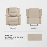 Lexicon Manual Recliner Sofa Chair, Home Theater Seating, Wall Hugger Manual Reclining Nursery Chair for Bedroom/Living Room/Office/Apartment, Oatmeal Textured Fabric Lexicon