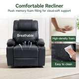 Power Lift Recliner Chair for Elderly with Heat & Massage, 160° Electric Adjustable PU Leather Recliner with Remote Control, Stand Assist, Cup Holders & Side Pockets for Living Room (Black) Vogue Furniture Direct