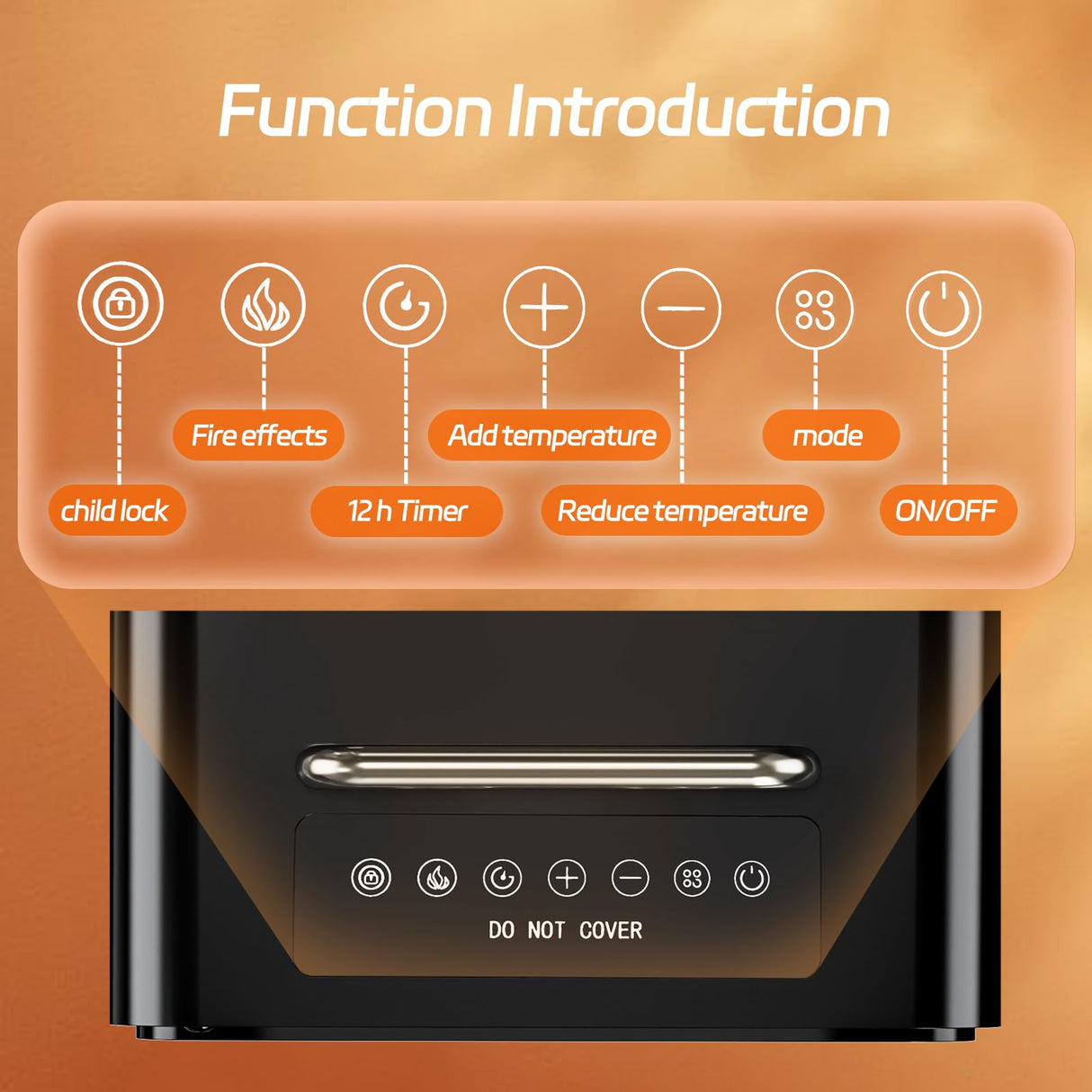 Electric Fireplace Heater,1500W Portable Electric Space Heater with Realistic 3D Flame,Touch&Remote Control,PTC Fast Heating,3 Heating Modes for Indoor Use Home Office Christmas Decor Feculs Official