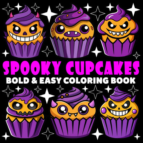 Spooky Cupcakes Coloring Book | Bold and Easy Coloring Book: 70 Pages - 8.5" x 8.5" - For Cute Cupcake Lovers (Bold & Easy Coloring Book Series) WoodArtSupply