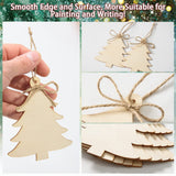 72 Pieces Wooden Christmas Tree Cutouts Crafts Embellishments Unfinished Christmas Tree Hanging Ornaments Blank Christmas Tree Wood Cutouts Slice with Ropes for DIY Crafts Christmas Xmas Decoration AWIZOM
