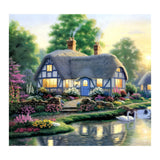 Landscape Diamond Art Kits for Adults: Country Diamond Painting Cottage DIY 5d Diamond Painting Kit Full Drill Landscape Adults' Paint-by-Number Kits Diamond Art Pictures 12 x 12 Inch Woteilus
