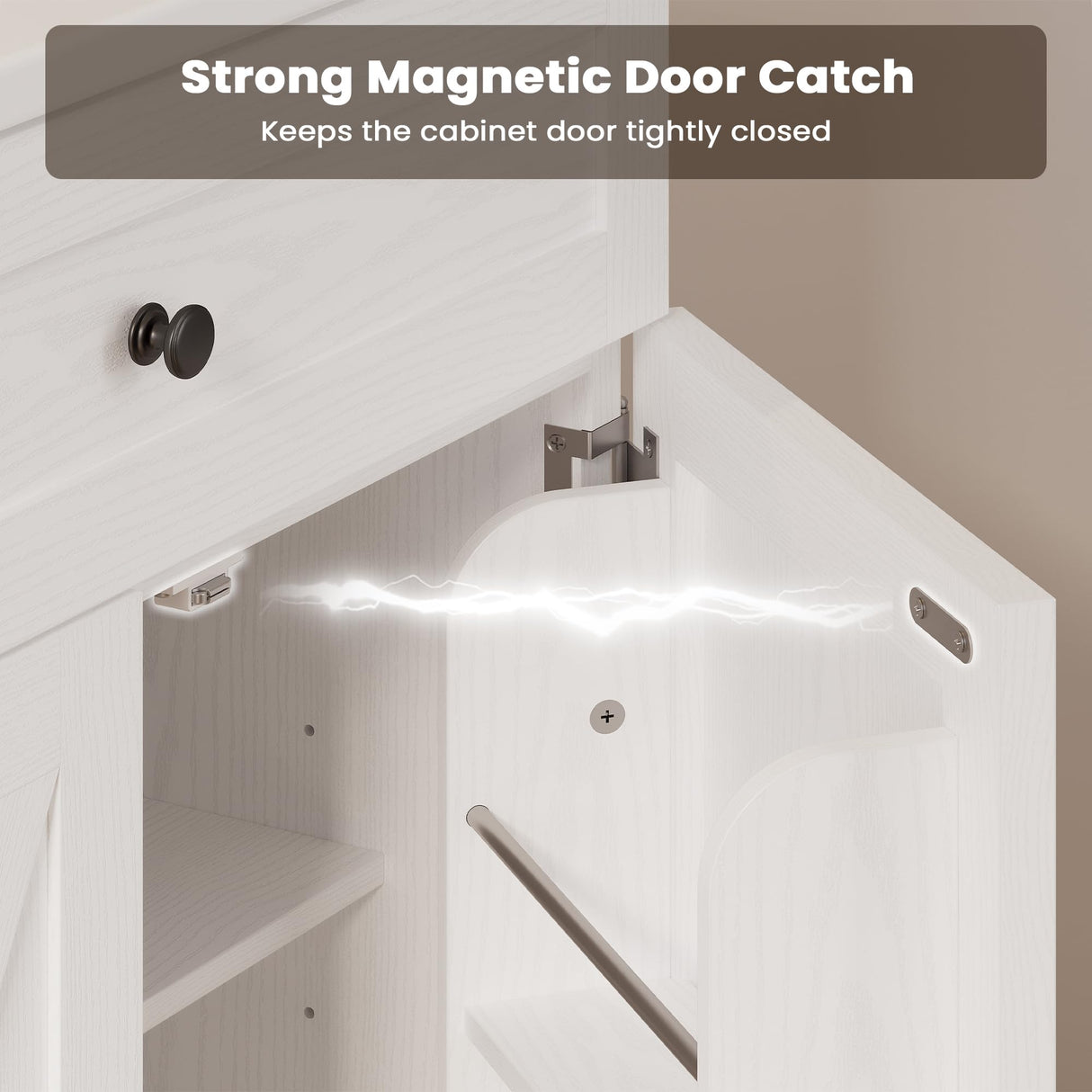 30 Inch Bathroom Vanity with Sink - Farmhouse Single Sink Cabinet, Adjustable Shelves & Ceramic Basin, Bathroom Sink Cabinet for Guest Baths Master Suites or Rental Units (White) ModernMate