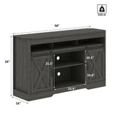FansaFurn Farmhouse TV Stand for 65+ Inch TV, 34'' Tall Entertainment Center with Sliding Barn Doors, Rustic Wood Media Console Storage Cabinet Television Stand for Living Room, Bedroom (Dark Grey) FansaFurn