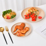 24 - Piece Wheat Straw Dinnerware Set - Plates and Bowls for 6, Unbreakable, Dishwasher & Microwave Safe, Reusable, Lightweight Tableware, Ideal for Camping and Everyday Use (Beige) JZ