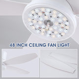 Surtime 48" Ceiling Fans with Lights-Low Profile Ceiling Fan with Light and Remote/APP Control,Flush Mount,DC Reversible,LED Dimmable Modern Ceiling Fans for Bedroom,Indoor/Outdoor Patio Use(White) Surtime