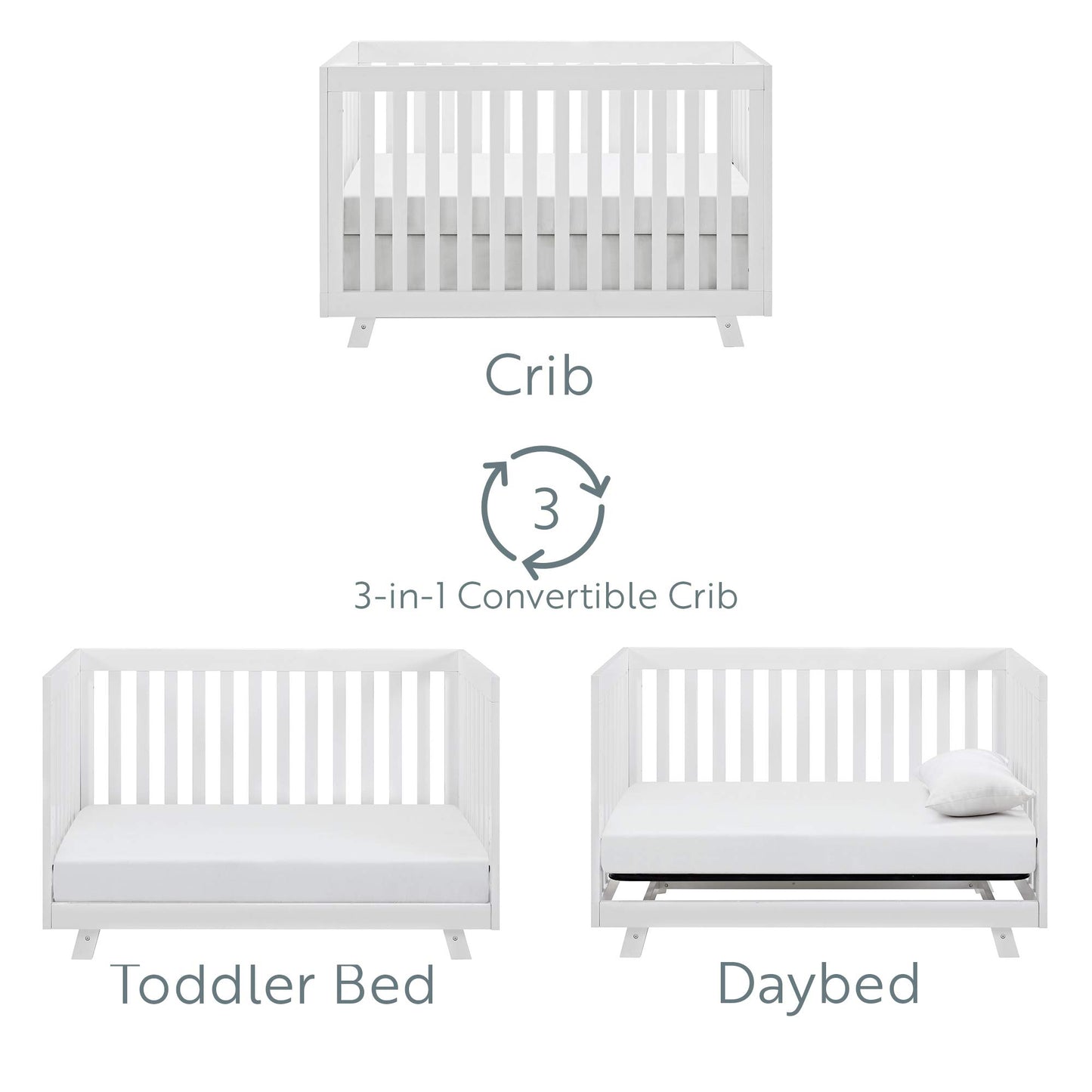 Storkcraft Beckett Convertible Crib (White) – Converts from Baby Crib to Toddler Bed and Daybed, Fits Standard Full-Size Crib Mattress, Adjustable Mattress Support Base - WoodArtSupply