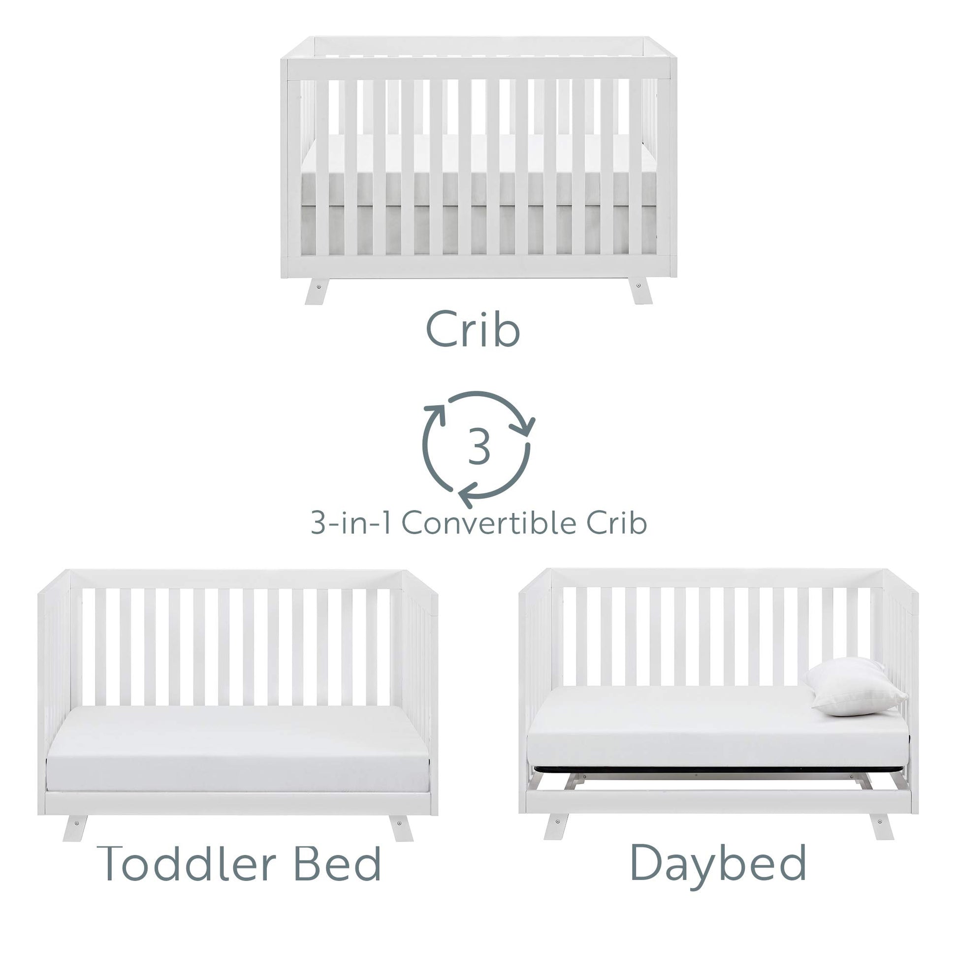 Storkcraft Beckett Convertible Crib (White) – Converts from Baby Crib to Toddler Bed and Daybed, Fits Standard Full-Size Crib Mattress, Adjustable Mattress Support Base - WoodArtSupply