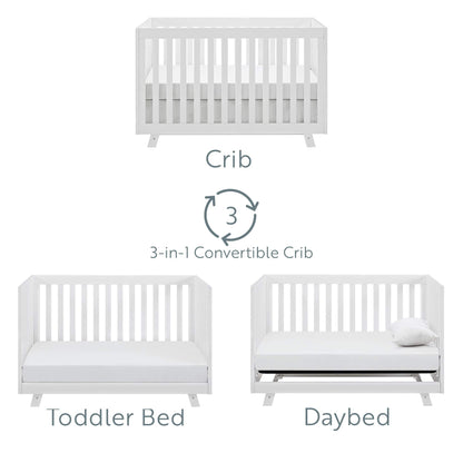 Storkcraft Beckett Convertible Crib (White) – Converts from Baby Crib to Toddler Bed and Daybed, Fits Standard Full-Size Crib Mattress, Adjustable Mattress Support Base - WoodArtSupply