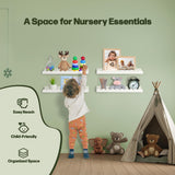 Green Goods Supply Scalloped Shelves - Set of 4 Pre-Assembled 15.6inch White Floating Nursery Book Shelves, Scalloped Book Shelf - Kids Wall Decor, Nursery Decor, Floating Shelves for Wall Green Goods Supply