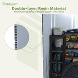 Greesum 6×8FT Plastic Outdoor Storage Shed with Floor, Resin Storaged Sheds with Lockable Double Door, Windows & Vents, All-Weather Tool Sheds for Garden, Backyard, Patio, Light Gray Greesum