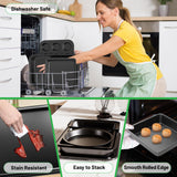 Zapstarz 5 Pieces Baking Pans Set, Nonstick Baking Sheet Tray Oven Pans Bakeware Set, Baking Supplies with Round/Square Cake Pan, Muffin Pan, Loaf Pan, Roast Pan, Stackable Baking Sets for Cooking Zapstarz