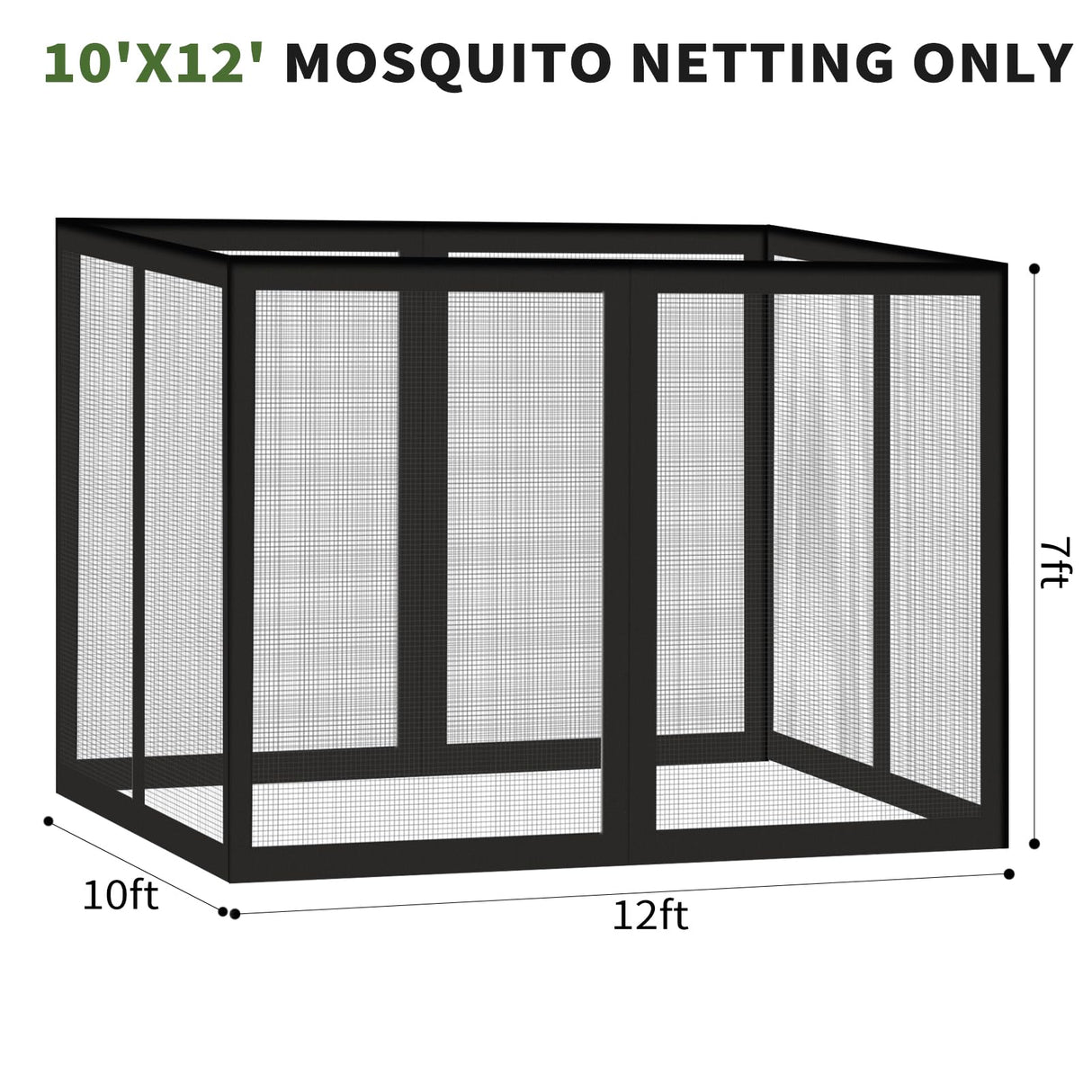 Gazebo Universal Replacement Mosquito Netting, 10' x 12' Outdoor Canopy Net Screen 4-Panel Sidewall Gazebo Curtains, with Zippers, Easy to Install, Fit for Most Gazebo 10x12 Canopy, Patio（Black） Generic