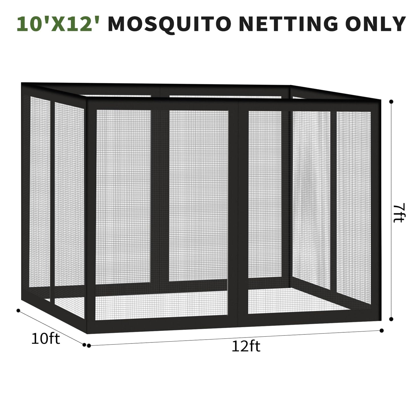 Gazebo Universal Replacement Mosquito Netting, 10' x 12' Outdoor Canopy Net Screen 4-Panel Sidewall Gazebo Curtains, with Zippers, Easy to Install, Fit for Most Gazebo 10x12 Canopy, Patio（Bla - WoodArtSupply