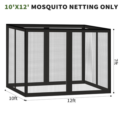 Gazebo Universal Replacement Mosquito Netting, 10' x 12' Outdoor Canopy Net Screen 4-Panel Sidewall Gazebo Curtains, with Zippers, Easy to Install, Fit for Most Gazebo 10x12 Canopy, Patio（Bla - WoodArtSupply