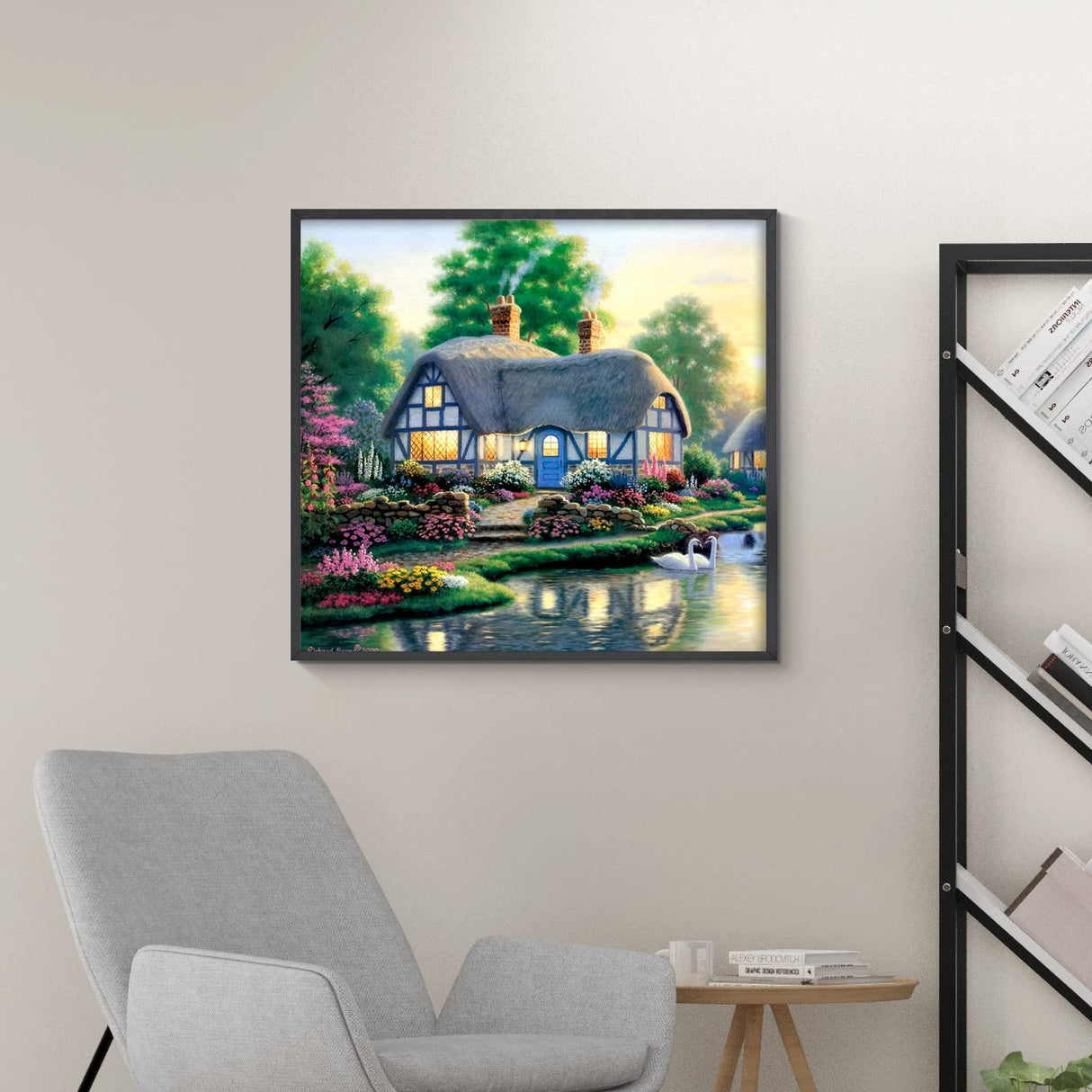 Landscape Diamond Art Kits for Adults: Country Diamond Painting Cottage DIY 5d Diamond Painting Kit Full Drill Landscape Adults' Paint-by-Number Kits Diamond Art Pictures 12 x 12 Inch Woteilus