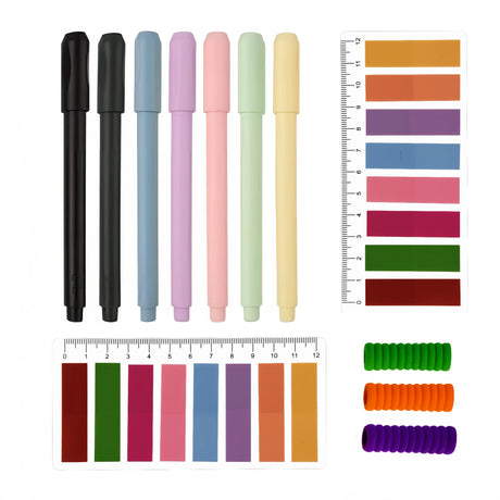 Pastel Pencil Extender Holder and Pencil Grip Set with 320 Sticky Notes, Standard Size Compatible, 7 Colors SLFreMint