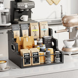 KLM Liquor Bottle Display Shelf, Coffee Syrup Rack Organizer, 3 Step Countertop Liquor Wine Rack, Mini bar,Liquor Cabinet, Home Retro Bar Shelf Stand for Liquor Whiskey, Spirits（Black） KLM