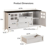 Vividwood Farmhouse TV Stand for 65 70 75 Inch TVs, Entertainment Center with Adjustable Shelves, 2 Barn Doors and Drawers, Storage Media Cabinet for Living Room or Bedroom-White Vividwood