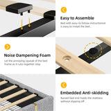 YITAHOME Modern Upholstered Full Size Bed Frame with Storage Drawers and Elegant Wingback Headboard in Grey and Gold YITAHOME