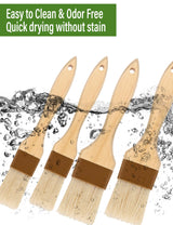 Basting Brush,1.5"&1" Pastry Brush-Natural Bristle Basting Brush for Cooking and Baking,Food Brush,Oil Brush,Butter Brush, Cooking Brush for Oil and Sauce,Kitchen Brush for Cooking Baster Brush(4 Pc) NXRACSH