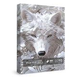 Impossible Flower Wolf Puzzles for Adults 1000 Pieces, Hard Difficult Animals White Jigsaw Puzzles, Floral Winter Wolves Art Puzzles BBOLDIN