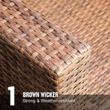 Patiorama 5 Piece Outdoor Patio Furniture Set, Outdoor Sectional Conversation Set, All-Weather Brown PE Wicker w/Beige Cushions, Outdoor Backyard Porch Garden Poolside Balcony Furniture Set Patiorama