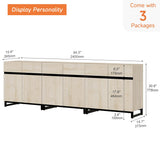 WAMPAT Modern TV Stand for 75-110 Inch TVs, Wooden Entertainment Center TV Console with Metal Base &Adjustable Shelves for Living Room,Bedroom,94.5 Inch, Light Oak WAMPAT