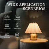 Ziqqeelam Gold Small Bedside Table Lamp for Bedroom, Brass Gold Bedroom Lamps for Nightstand, Cute Mini Table Lamps for Small Spaces with Scalloped Shade for Bedroom, Living Room, Kids Dorm Ziqqeelam