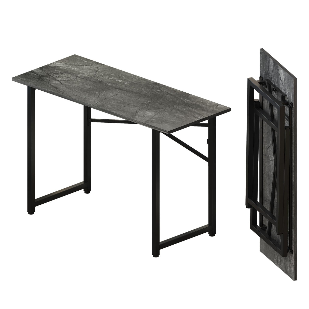 Lutown-Teen Folding Computer Desk 47 inch Writing Gaming Computer Camping Table, No Assembly Required Home Office Desk, Grey Lutown-Teen