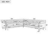 Ball & Cast 104" Sectional Couch L Shape Sofa W/Wood Legs,Leather Corner Couch W/Tufted Backrest & Metal Rivets,6 Seat Sofa W/Rolled Arm,for Living Room,Apartment,Office,Beige Ball & Cast