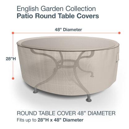 Budge P5A22PM1 English Garden Round Patio Table Cover Heavy Duty and Waterproof, Medium, Two-Tone Tan - WoodArtSupply