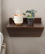 Sivapleso Floating Nightstand, Z-Shape 13 Inch Small Floating Night Stand Walnut Wood Floating Bedside Table Wall Mounted Side Table for Bedroom Sivapleso