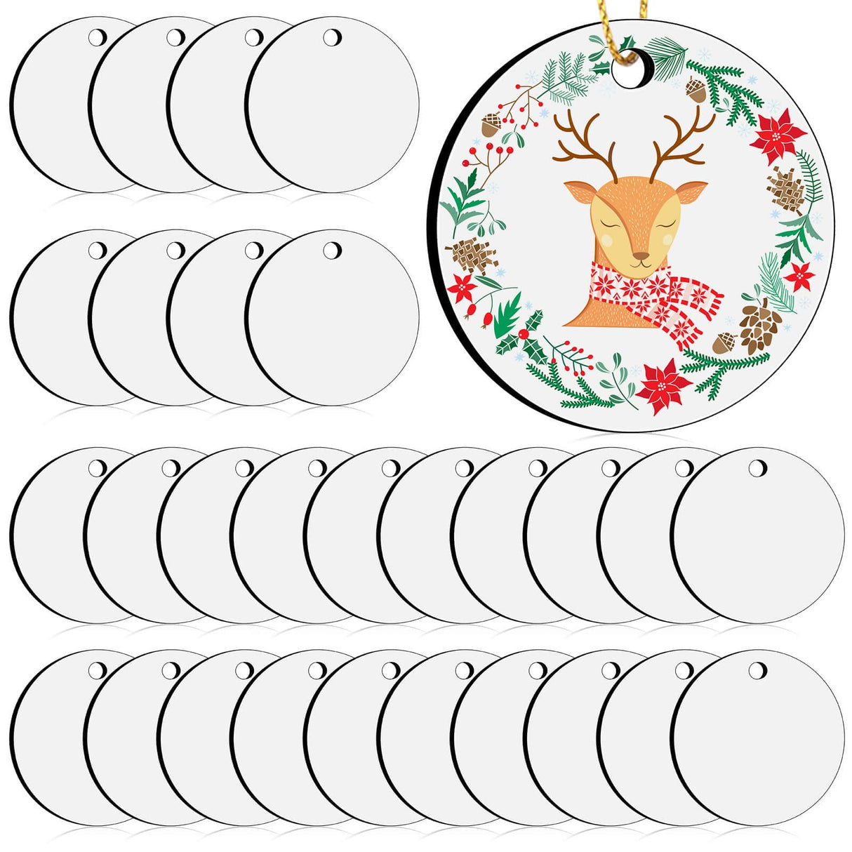 3" Round Sublimation Ornament Blanks, 30 Pieces - For Christmas Tree Decor and DIY Crafts (3 inches) Billbotk