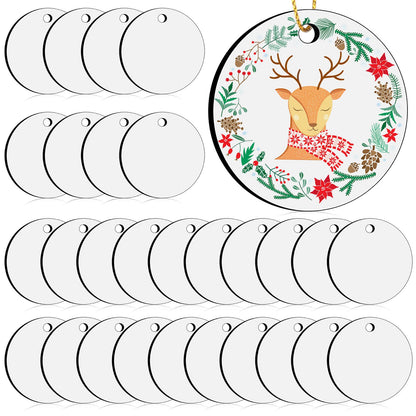 3" Round Sublimation Ornament Blanks, 30 Pieces - For Christmas Tree Decor and DIY Crafts (3 inches)