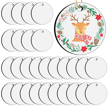 3" Round Sublimation Ornament Blanks, 30 Pieces - For Christmas Tree Decor and DIY Crafts (3 inches) Billbotk