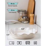 MIKIGEY Ceramic Deep Pie Pan for Baking, 11 inch Porcelain Pie Dish for Apple Pie, Oven & Dishwasher Safe, Farmhouse Decor, 48 Ounce Deep Plate for Kitchen, Non-Stick Pie Pans,Off-White MIKIGEY