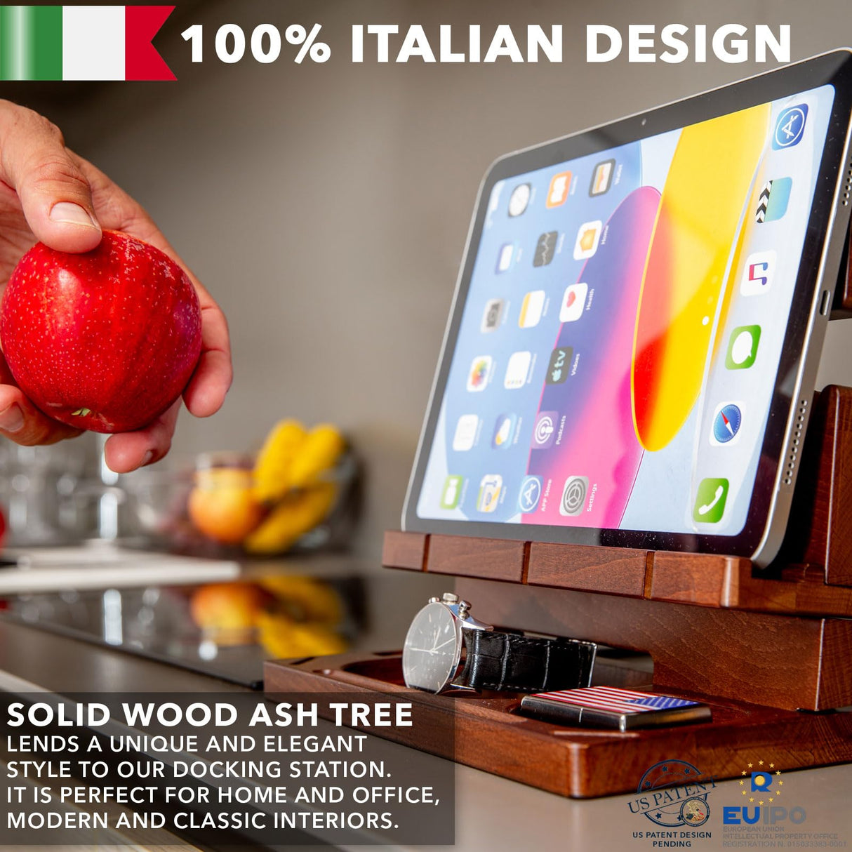 GRETAOTO Personalized Wood Docking Station for Cell Phone, Tablet, Wallet, Watch, Keys, Desk Nightstand Organizer, Valentines Day, Gifts for Men (Deep Brown) Greta Oto