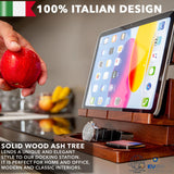 GRETAOTO Personalized Wood Docking Station for Cell Phone, Tablet, Wallet, Watch, Keys, Desk Nightstand Organizer, Valentines Day, Gifts for Men (Deep Brown) Greta Oto