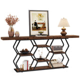 Tribesigns 70.9" Extra Long Console Table with Shelves, Narrow Sofa Table Behind Couch with Storage, Industrial Entryway Table TV Stand Accent Table for Living Room Hallway Foyer, Rustic Brown & Black Tribesigns