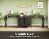 Casaottima 40" Small Computer Home Office Desk for Bedroom with Fabric Drawers & File Cabinet, Cloth Storage Bag and Hook, Writing Study Work Table for Small Space, Black Casaottima