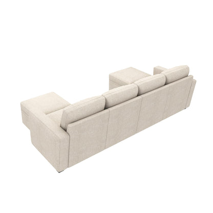 HONBAY Modular Sectional Sleeper Sofa Bed, Sectional Couch with Pullout Bed U Shaped Modular Couch with Storage Ottoman for Living Room, Beige