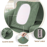 WEERRW 4 Pieces Velvet High Stretch Couch Covers for 3 Cushion Couch Sofa Slipcovers, Washable Furniture Protector with Non Slip Elastic Bottom, Feature Soft Plush Fabric, Greyish Green, Large WEERRW