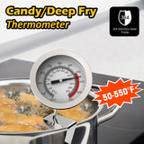 Candy Thermometer with Pot Clip and 8 Inch Probe (2 Packs)- Best Oil Thermometer for Frying,Candy Thermometer for Candy Making for Tall pots,Candle,Candy Making,Deep Frying Anicooking