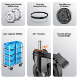 4 inch Stem Casters, Heavy Duty Casters Set of 4, 1/2"-13 x 1(Stem Diameter 1/2", Stem Length 1"), Locking Threaded Stem Caster Wheels - Load 2000lbs LUTUMEI