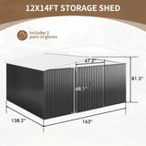 Polar Aurora 12x14 FT Outdoor Storage Shed, Garden Shed with Updated Frame Structure and Lockable Doors, Metal Tool Sheds for Backyard Garden Patio Lawn, White Polar Aurora